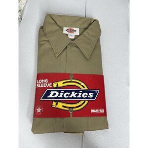 VINTAGE Dickie’s Long Sleeve Shirt Mens 16-16 1/2 X 35 Beige Work Shirt
